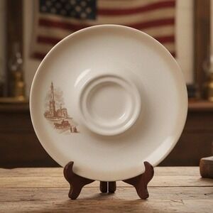 Canonsburg Pottery Mid-America Heritage Large Saucer, Chicago Water Tower, Vtg
